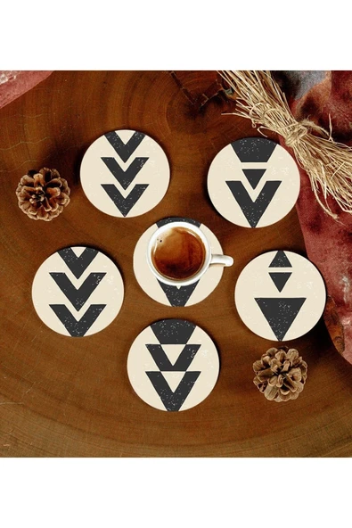 6 Adet Desenli Mdf Bardak Altlığı ürün görseli 1