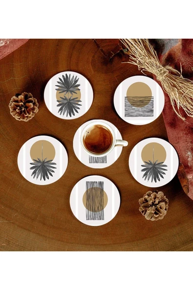6 Adet Desenli Mdf Bardak Altlığı ürün görseli 1