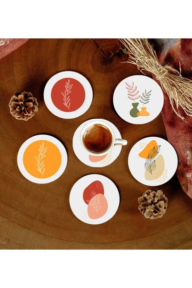 6 Adet Desenli Mdf Bardak Altlığı ürün görseli 1