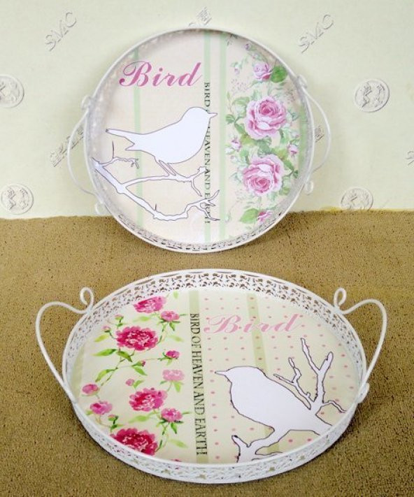 Giz Home Desenli Tepsi 2Li Kuş 38