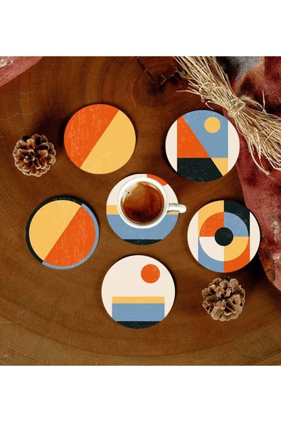 6 Adet Desenli Mdf Bardak Altlığı ürün görseli 1