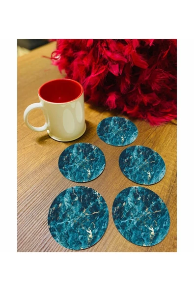 Mavi Mermer Desen Bardak Altlığı - Resim 2
