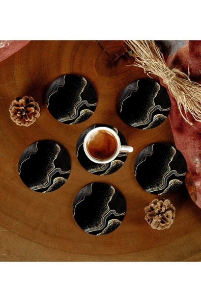 6 Adet Desenli Mdf Bardak Altlığı ürün görseli 1