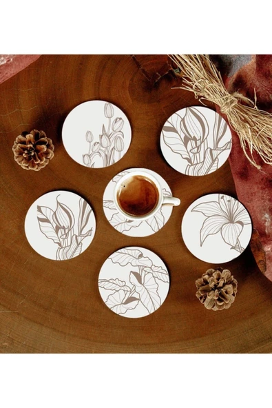 6 Adet Desenli Mdf Bardak Altlığı ürün görseli 1