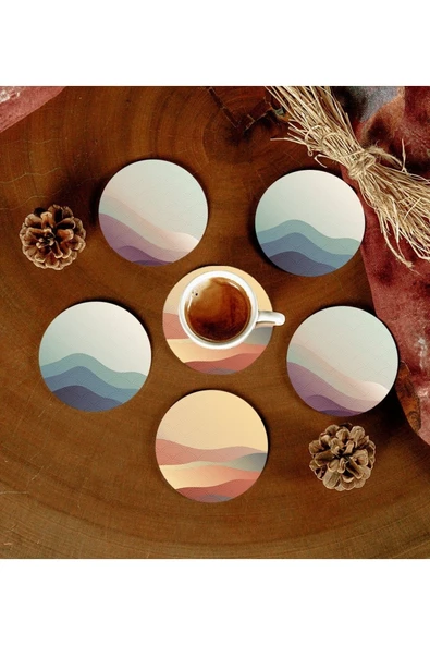 6 Adet Desenli Mdf Bardak Altlığı ürün görseli 1