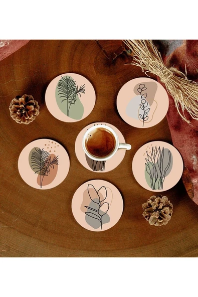 6 Adet Desenli Mdf Bardak Altlığı ürün görseli 1
