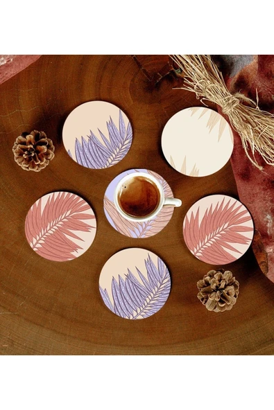 6 Adet Desenli Mdf Bardak Altlığı ürün görseli 1