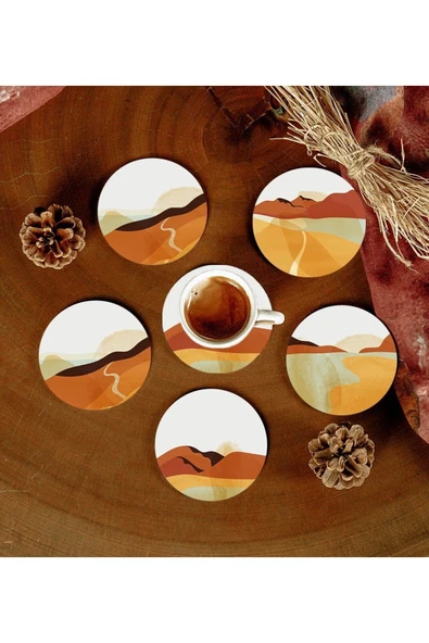 6 Adet Desenli Mdf Bardak Altlığı ürün görseli 1