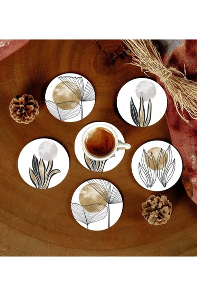 6 Adet Desenli Mdf Bardak Altlığı ürün görseli 1