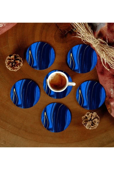 6 Adet Desenli Mdf Bardak Altlığı ürün görseli 1