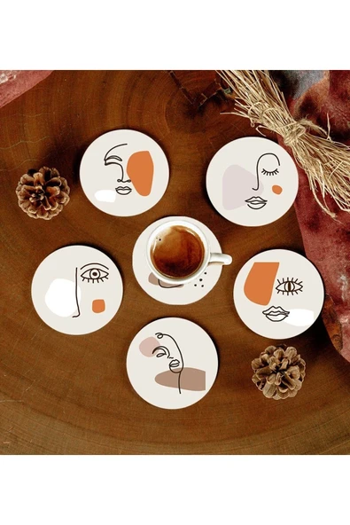 6 Adet Desenli Mdf Bardak Altlığı ürün görseli 1