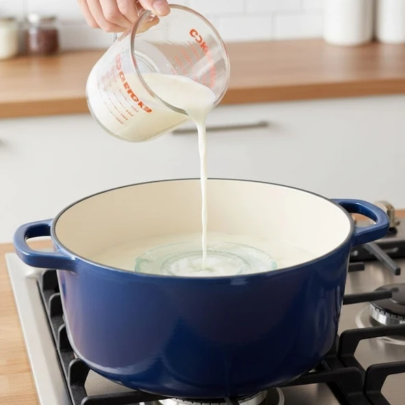 BUFFER® Cam Süt Kaynatma ve Taşma Önleyici Aparat – Süt Taşırmaz Güvenli Kaynatma,Isıya Dayanıklı Cam - Resim 4