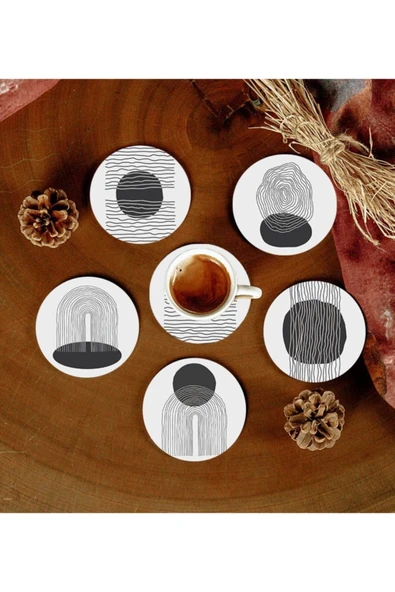 6 Adet Desenli Mdf Bardak Altlığı ürün görseli 1