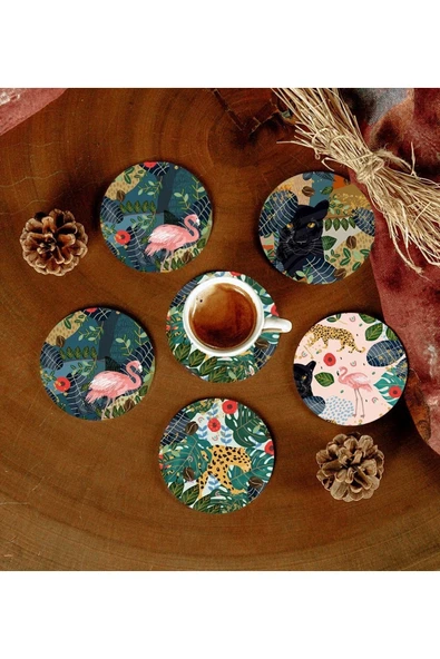6 Adet Desenli Mdf Bardak Altlığı ürün görseli 1