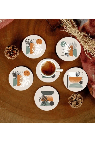 6 Adet Desenli Mdf Bardak Altlığı ürün görseli 1