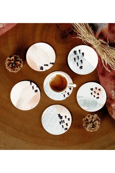 6 Adet Desenli Mdf Bardak Altlığı ürün görseli 1