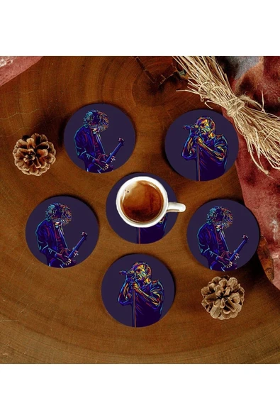6 Adet Desenli Mdf Bardak Altlığı ürün görseli 1