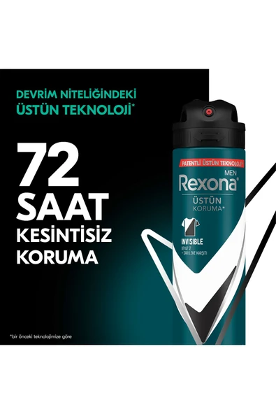 Rexona Men Erkek Sprey Deodorant Invisible Black & White 72 Saat Kesintisiz Üstün Koruma 150 ml X3 - Resim 3