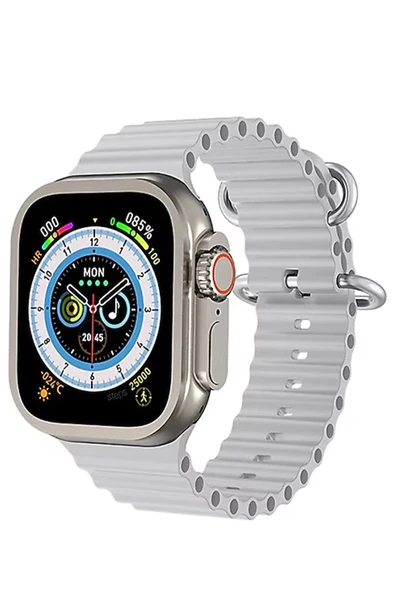 HarmonyAura Ultra 8 2.1 inç IPS Ekran Konuşma ve NFC Özellikli Akıllı Saat - Gümüş ürün görseli 1