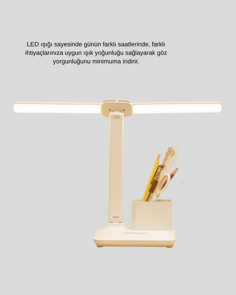 Kısılabilir LED Masa Lambası – Kalemlik ve Telefon Standlı, Göz Yormayan Işık - Resim 5