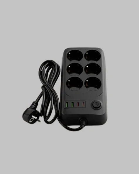 Termal Akım Korumalı 6’lı Uzatma Priz USB Type-C Hızlı Şarj 2500W - Resim 3