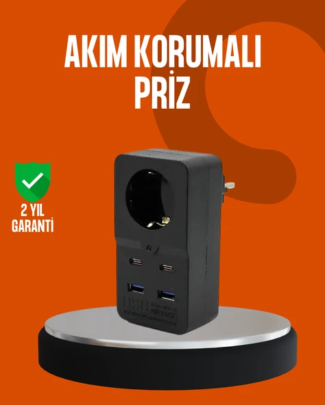 Akım Korumalı Priz 4 USB Type C Destekli Yüksek Isı Dayanımlı ürün görseli 1