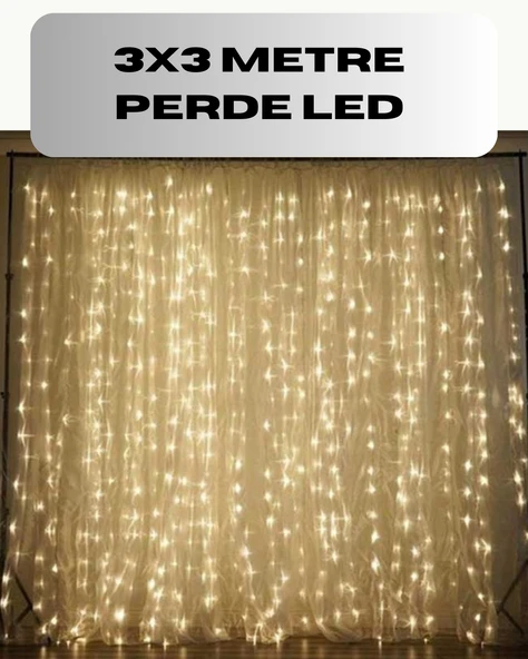 3x3 Perde LED Işık Şelale Model Özel Gün Dekoratif Aydınlatma ürün görseli 1