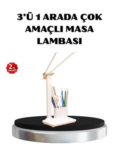 Kalemlik ve Telefon Standlı Masa Lambası – Kısılabilir LED Işık, Göz Dostu Tasarım ürün görseli 1