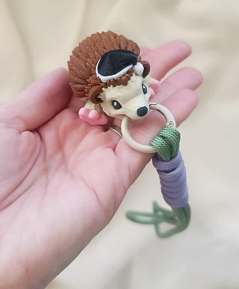 Anahtarlık Çanta Süsü Sevimli Kirpi Oynar Eklem Hareketli Oyuncak Yılbaşı Doğum Günü Hediye - Resim 6