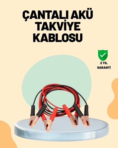1200 Amper Jumper Kablo 2 Metre Bakır Uçlu Araç Takviye Seti ürün görseli 1