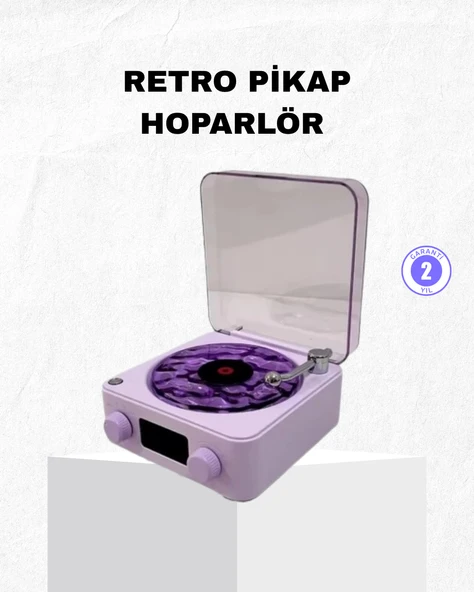Retro Pikap Hoparlör Bluetooth AUX USB Type-C Projektörlü 360° Sesli Taşınabilir ürün görseli 1