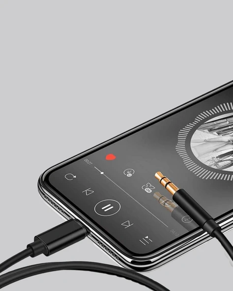 iPhone Lightning 3.5mm Aux Çevirici Kablo JH-023 Stereo Ses Aktarıcı - Resim 2
