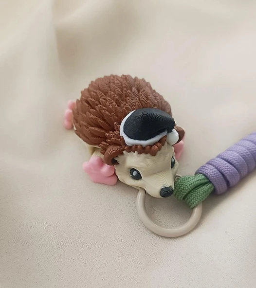 Anahtarlık Çanta Süsü Sevimli Kirpi Oynar Eklem Hareketli Oyuncak Yılbaşı Doğum Günü Hediye - Resim 3