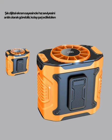 Turbo Mini Taşınabilir Fan – 100 Kademeli Dijital Hız Kontrolü ve Type-C Şarj (Kopya) - Resim 5