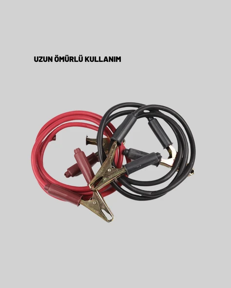 1200 Amper Jumper Kablo 2 Metre Bakır Uçlu Araç Takviye Seti - Resim 2