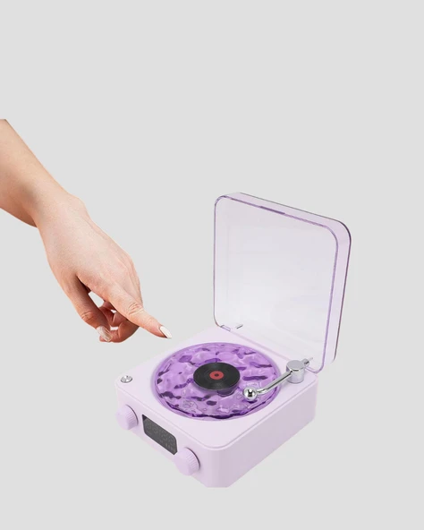 Retro Pikap Hoparlör Bluetooth AUX USB Type-C Projektörlü 360° Sesli Taşınabilir - Resim 4