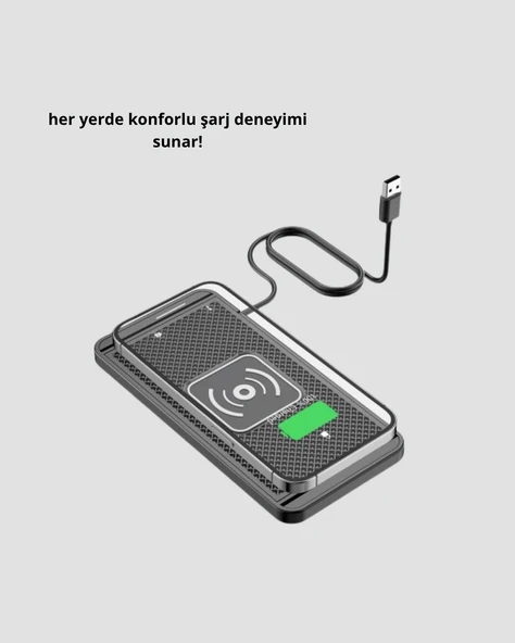 Manyetik Kablosuz Şarj Pedi 15W Hızlı Şarj Kaymaz Silikon Qi Destekli - Resim 5