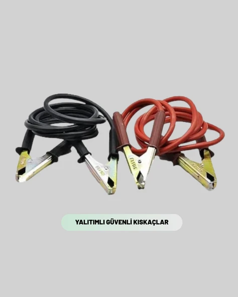 1200 Amper Jumper Kablo 2 Metre Bakır Uçlu Araç Takviye Seti - Resim 3