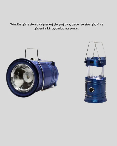 Solar Kamp Lambası Kızak Sistemli Şarjlı Taşınabilir Doğa Yürüyüşü Işığı - Resim 5