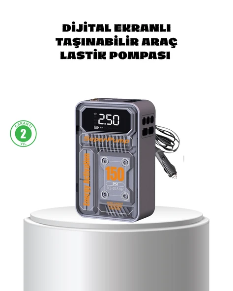 Taşınabilir Kablosuz Hava Pompası – 150 PSI Güçlü Basınç ve 6000mAh Şarjlı ürün görseli 1
