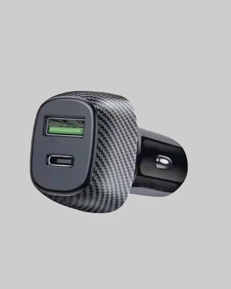 Araç Tipi Hızlı Şarj Adaptörü Type-C PD USB Çift Port Kompakt - Resim 3