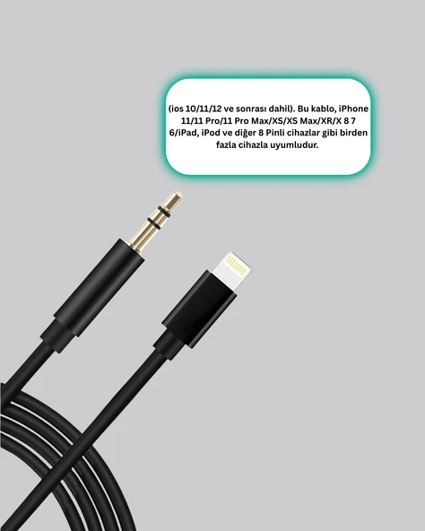 iPhone Lightning 3.5mm Aux Çevirici Kablo JH-023 Stereo Ses Aktarıcı - Resim 3