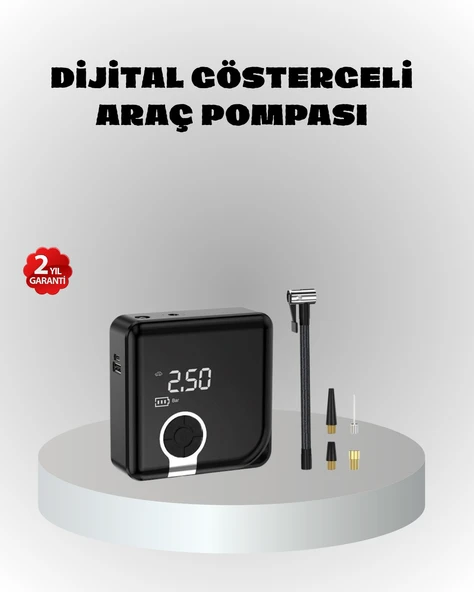 Dijital Ekranlı Şarjlı Hava Kompresörü 150 PSI Güçlü Motorlu ürün görseli 1