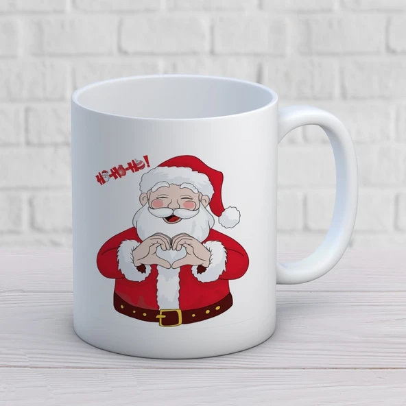 Ho Ho Ho Yazılı Yılbaşı Temalı Hediyelik Baskılı Kupa ürün görseli 1