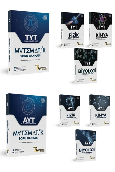 TYT - AYT Matematik - Fizik - Kimya - Biyoloji Soru Bankası Seti (8 Kitap) ürün görseli 1