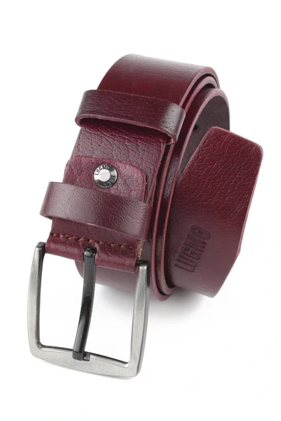 Hakiki 100% Deri Erkek Kemer Bordo 4,5 cm ürün görseli 1