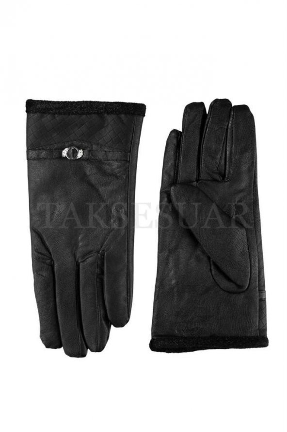 Kadın Eldiven Deri Vinleks Mat Renk Metal Baskılı - 2