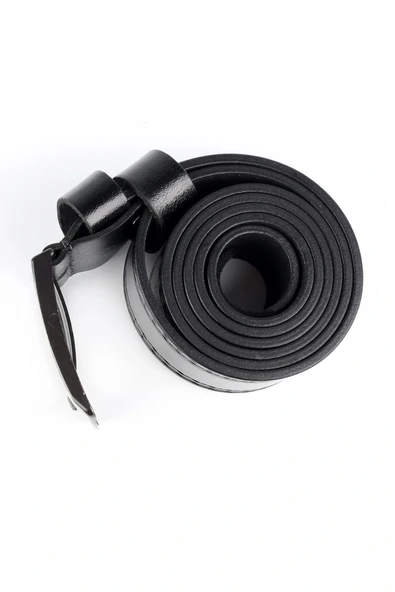 Hakiki Deri Erkek Kemer 4,5 cm Dikiş Desenli Siyah - Resim 4