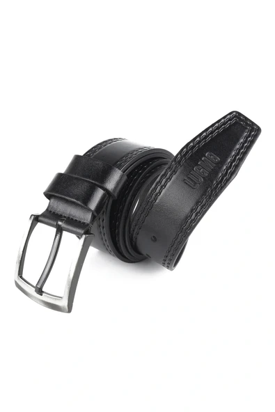 Hakiki Deri Erkek Kemer 4,5 cm Dikiş Desenli Siyah ürün görseli 1