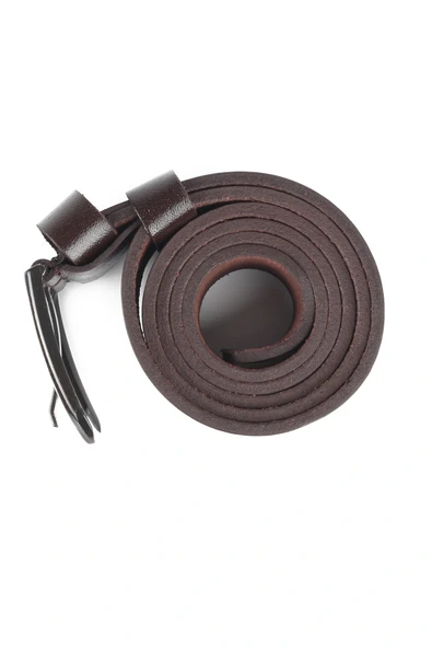 Hakiki Deri Erkek Kemer 4,5 cm Dikiş Desenli Kahverengi - Resim 4